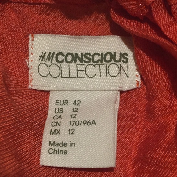 H&M orange, high low dress with gold collar - Picture 8 of 8